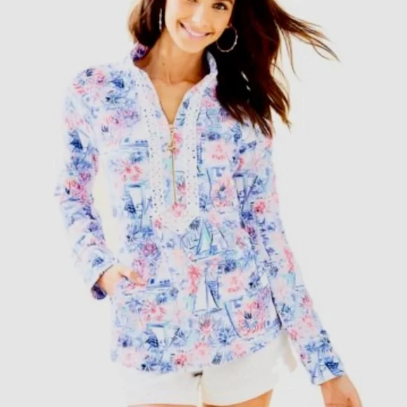 NWT! Lilly Pulitzer Women's UPF 50+ Janie Popover 4th Of July 🇺🇸🎆 - Picture 3 of 6